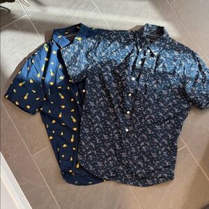 Men's Navy Patterned Shirts Set
